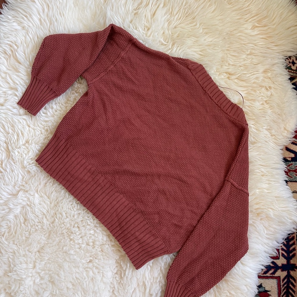 FP Beach V-Neck Button Cardigan Sweater - Rosewood - Picture 3 of 4